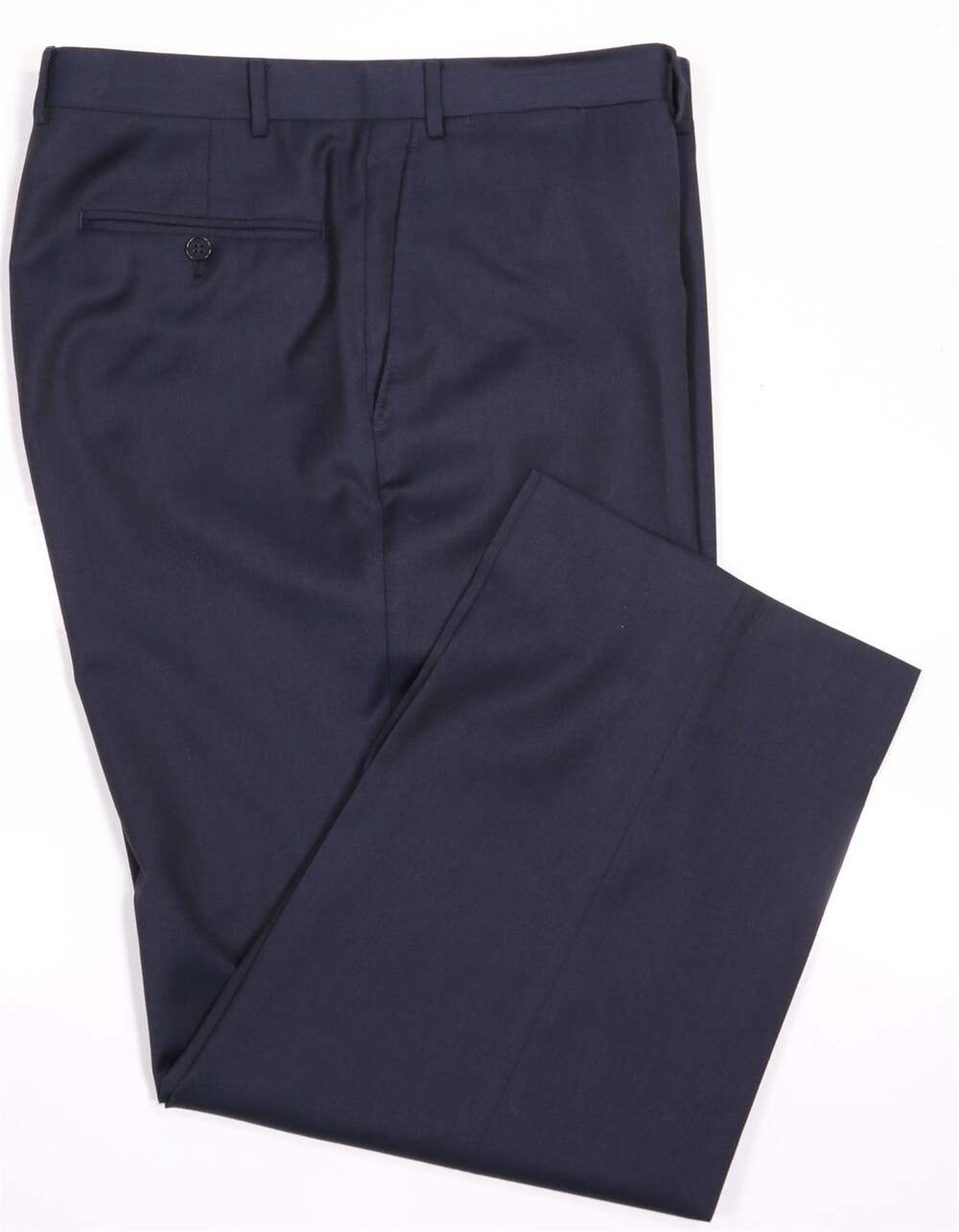 Canali 1934 Solid Dark Cobalt Blue Flat Front Wool Dress Pants 36x28
